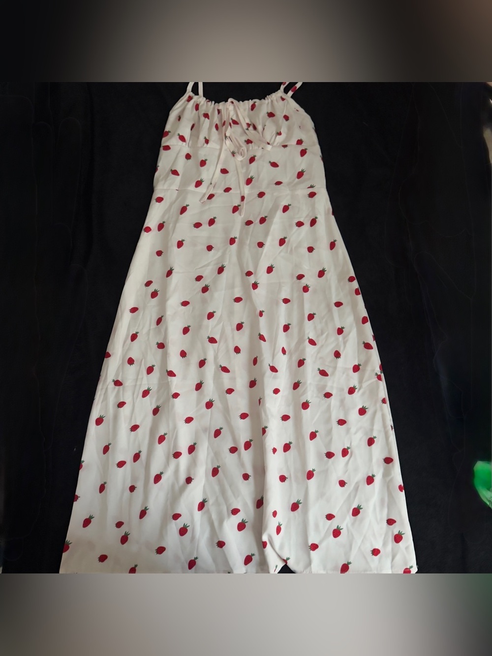 White Dress with Red Strawberry Print